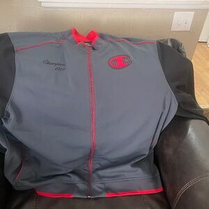 Black Red and Gray 4x Champion warmup Jacket